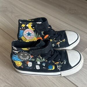 Converse Kids High-Top Sneakers - Black with Fun Graphics